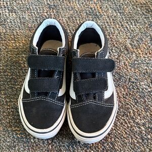 Kids  Vans Black and White Velcro Sneakers